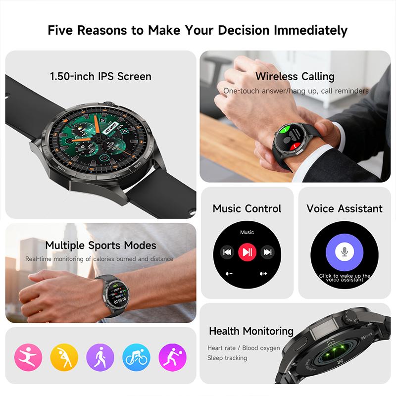 New Watch 6 Pro Outdoor Sports Smartwatches For Men Bluetooth Call GPS Track Altitude Pressure Heart Rate Health Smart Watch