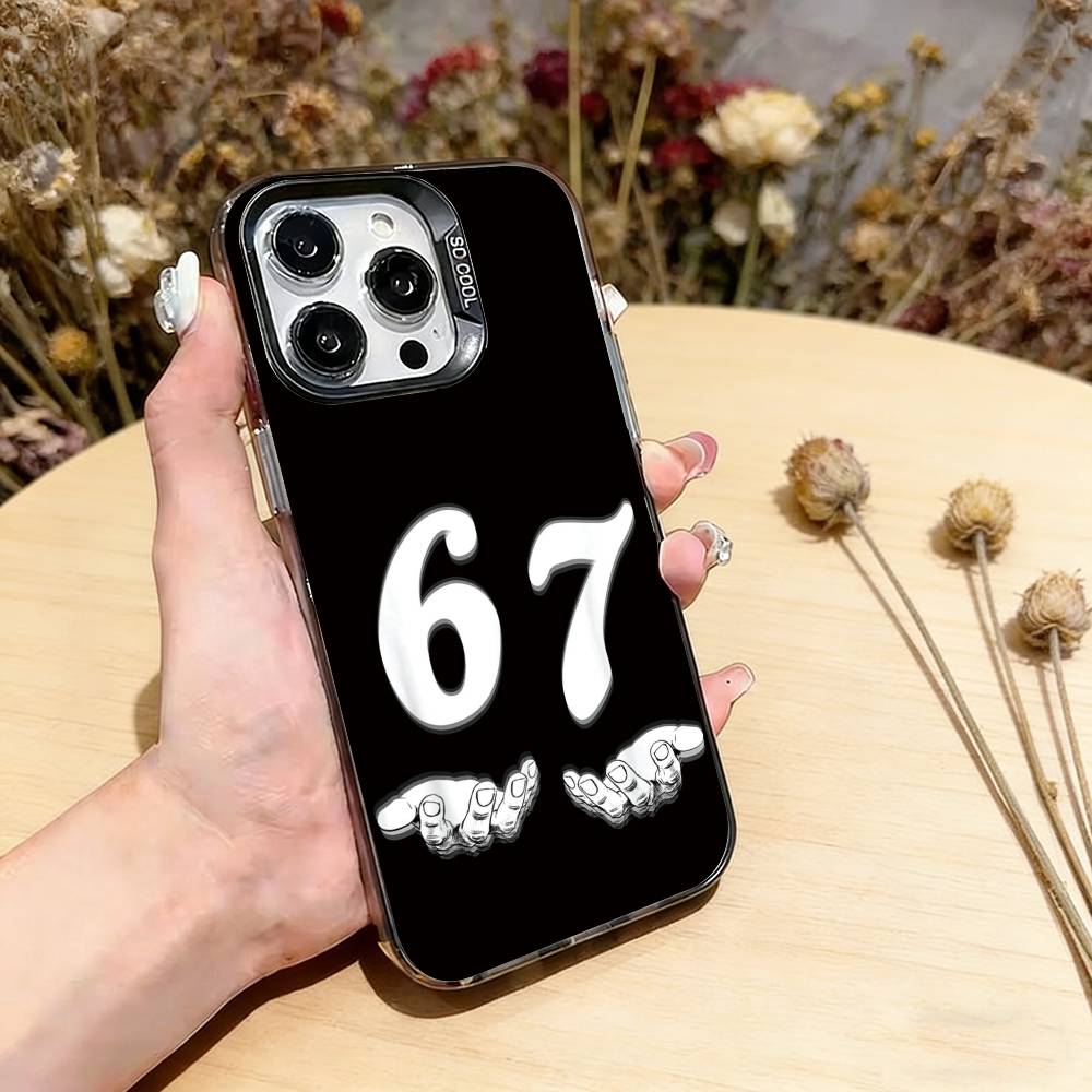 Six Seven 67 Phone Case For iPhone 17,16,15,14,13,12,11 Plus,Pro Max,XS,Colorful Silver Phone Case Funda Cover