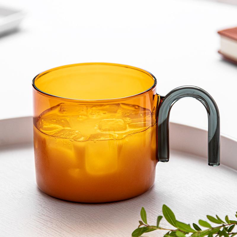 

Стеклянная креативная кружка для заливки, термостойкая цветная стеклянная кофейная чашка, чашки для завтрака, чашка для чая, симпатичные кружки, бесплатная доставка, стаканы 300ml янтарь