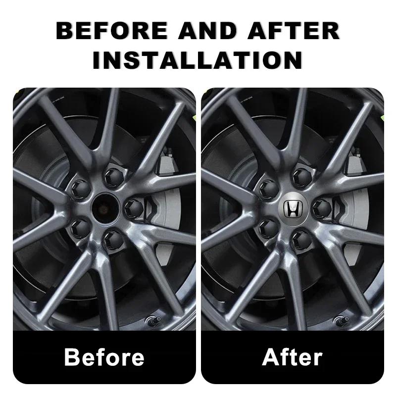 For Honda 4Pcs Car Wheel Center Hub Cap 56mm Emblem Decal Wheel Sticker For Honda Civic Mugen Accord Odyssey JAZZ CRV Fit Hrv Ja