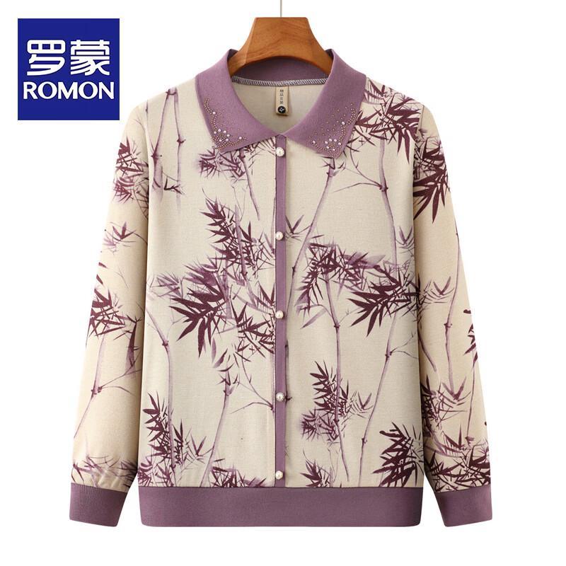 ROMON Women's Autumn Floral Print Lapel Shirt