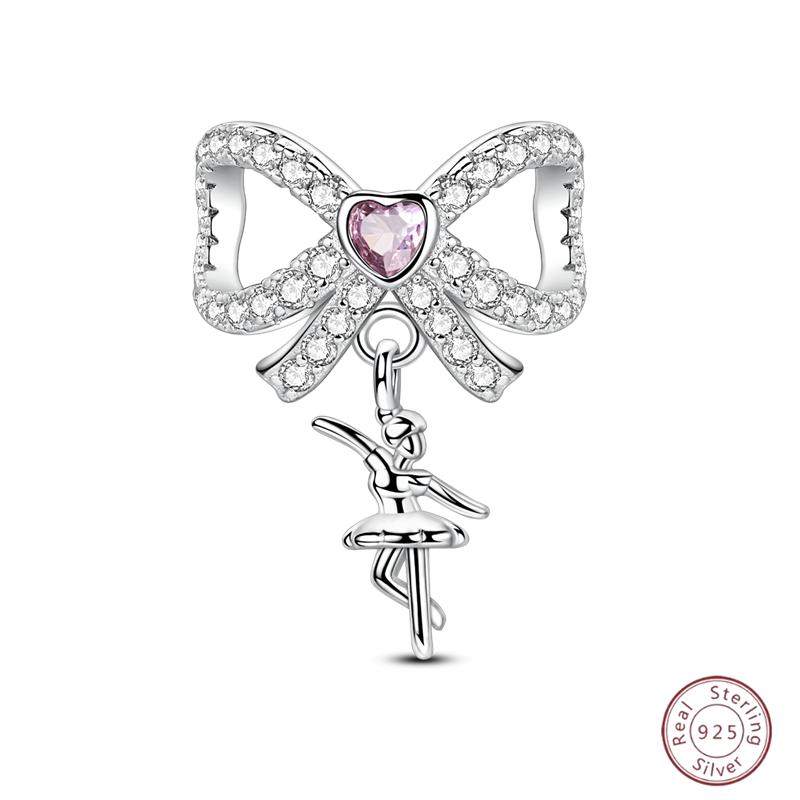 New Original Copper Beaded Bow Charm Blue Beads For Women Exquisite Diy Birthday Jewelry Gifts