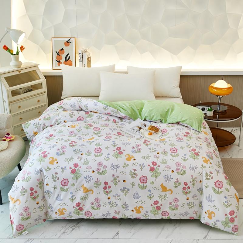 Garden Colorful Floral Pattern Quilt Cover 1Pc 100% Cotton Luxury Duvet Cover Skin-friendly Soft Easy Care Queen Size Bedding
