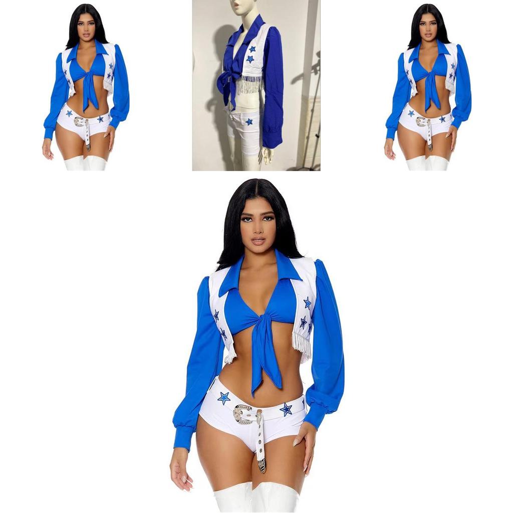 Trendy Adult Halloween Stage Costume Women's Cheerleader Outfit With Star Design