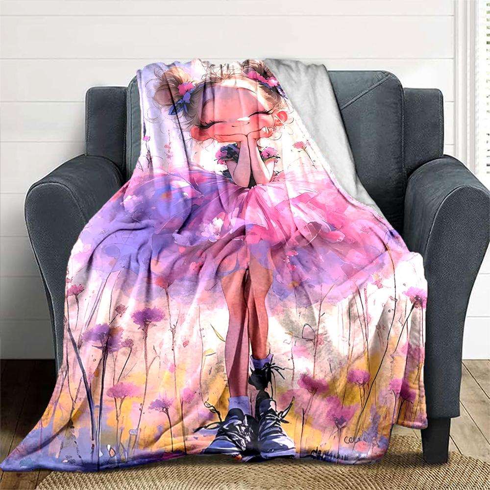 Floral Ballerina Dance Gift Blanket Durable Comfort Suitable for Sofa Couch Office Bed Picnics All-Season Use Digital Print Perfect GiftY19