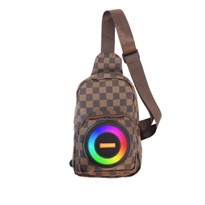 Multifunctional Backpack with Bluetooth Speaker, Power Bank, LED Lights, and Long Battery Life for Outdoor Adventures and Mountaineering.