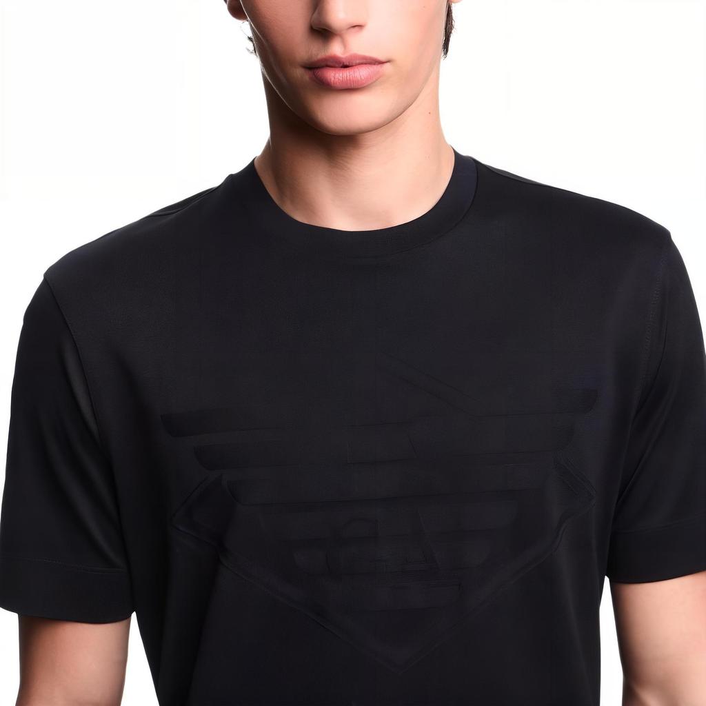 Emporio Armani FW25 Logo Insert Short Sleeve Pullover T-Shirt Men Tops EM002968-AF10762-FB282