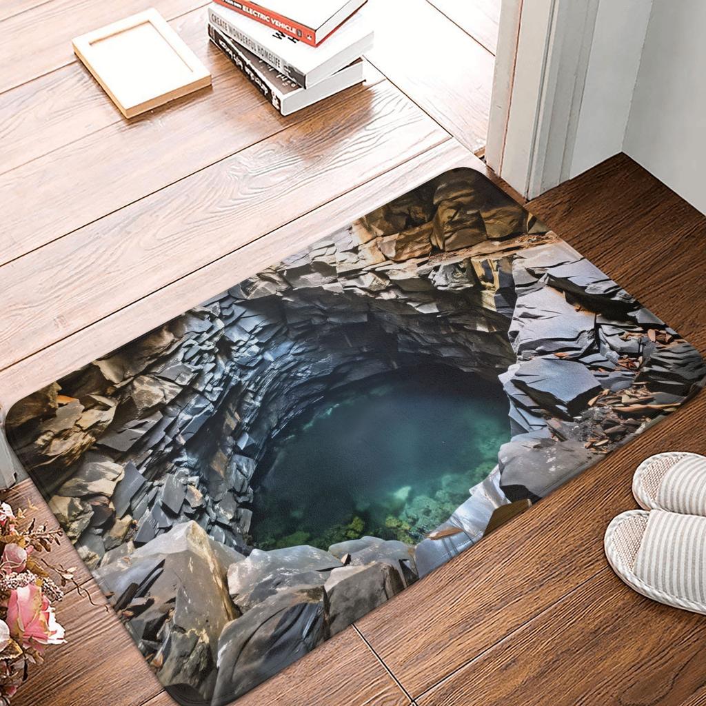 3D Visual Illusion Deep Pit Trap Front Floor Door Entrance Mat Indoor  Kitchen Bath Doormat Bedroom Carpet Rug