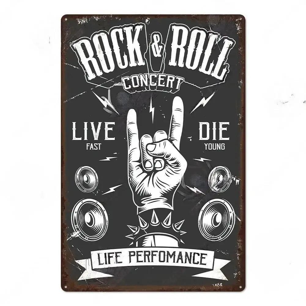 Vintage Musik Blechschild Rock Poster Plakette Metall Retro Wandkunst Dekoration Aufkleber für Bar Pub Man Cave Eisengemälde