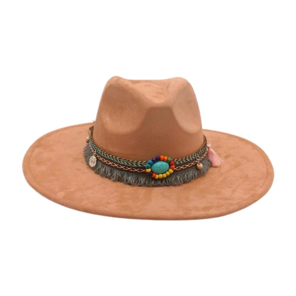 Round Flat Brim French Ethnic Style High-End Top Hat New Stage Jazz Hat Western Cowboy Hat