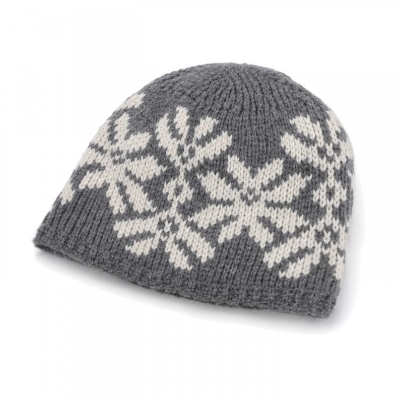 Womens Jacquard Snowflake Knit Beanie Hat Winter Warm Ear Protection Foldable Casual Cap