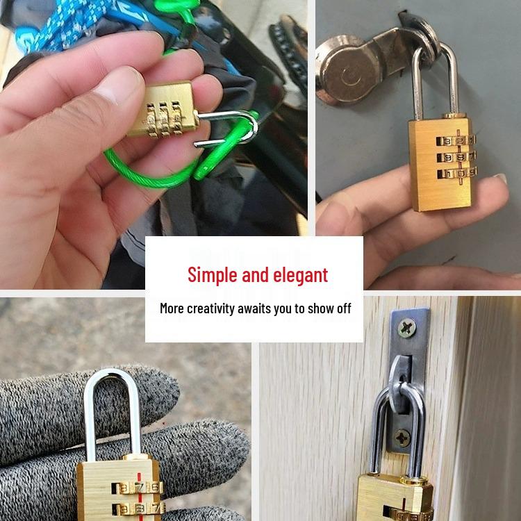 Waterproof Solid Copper Mini Combination Padlock for Suitcases, Dormitory Lockers, and Gym Lockers