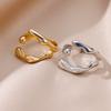 Stainless Steel Rings for Women Gold Plated Adjustable Couple Ring New In Accessories Aesthetic Waterproof Zircon Anillos Mujer