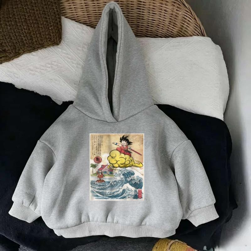 Autumn Children's Casual Hooded Sweatshirt with Dragon Ball Cartoon Pattern - Comfortable and Breathable Boys' and Girls' Coat