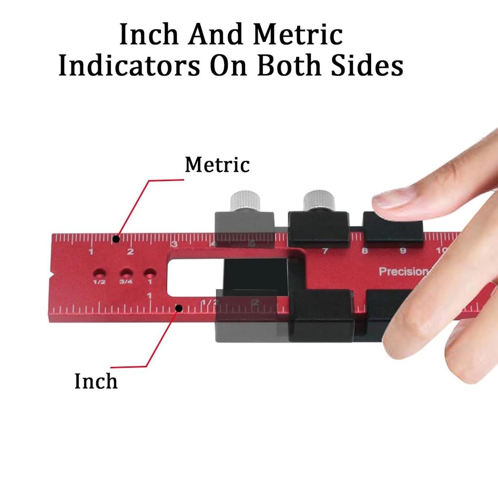 Metal Slide Stop Woodworking Marking Ruler Precision Pocket Rule, 160mm Measuring Working Scribing Measure Tools Metric Inch