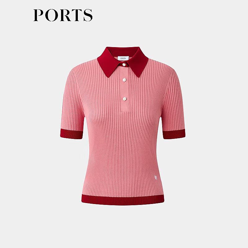 PORTS Women's Polo Neck Short Sleeve Knit Top