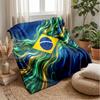 Brazil Football Printed Flannel Blanket Skin Friendly Warm Decorative Throw for Indoor Couch Bed Daily Use