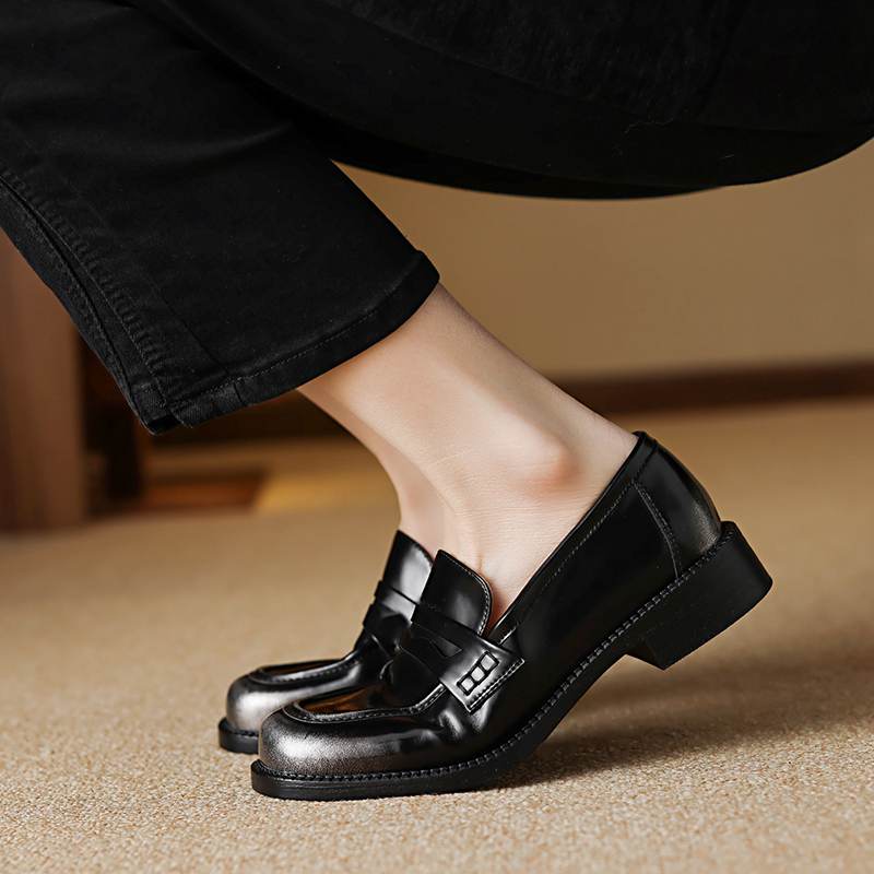 Krazing Pot Cow Skin Round Toe Size 42 Loafers Med Heels Slip On Gladiator Gladiator Autumn Pumps