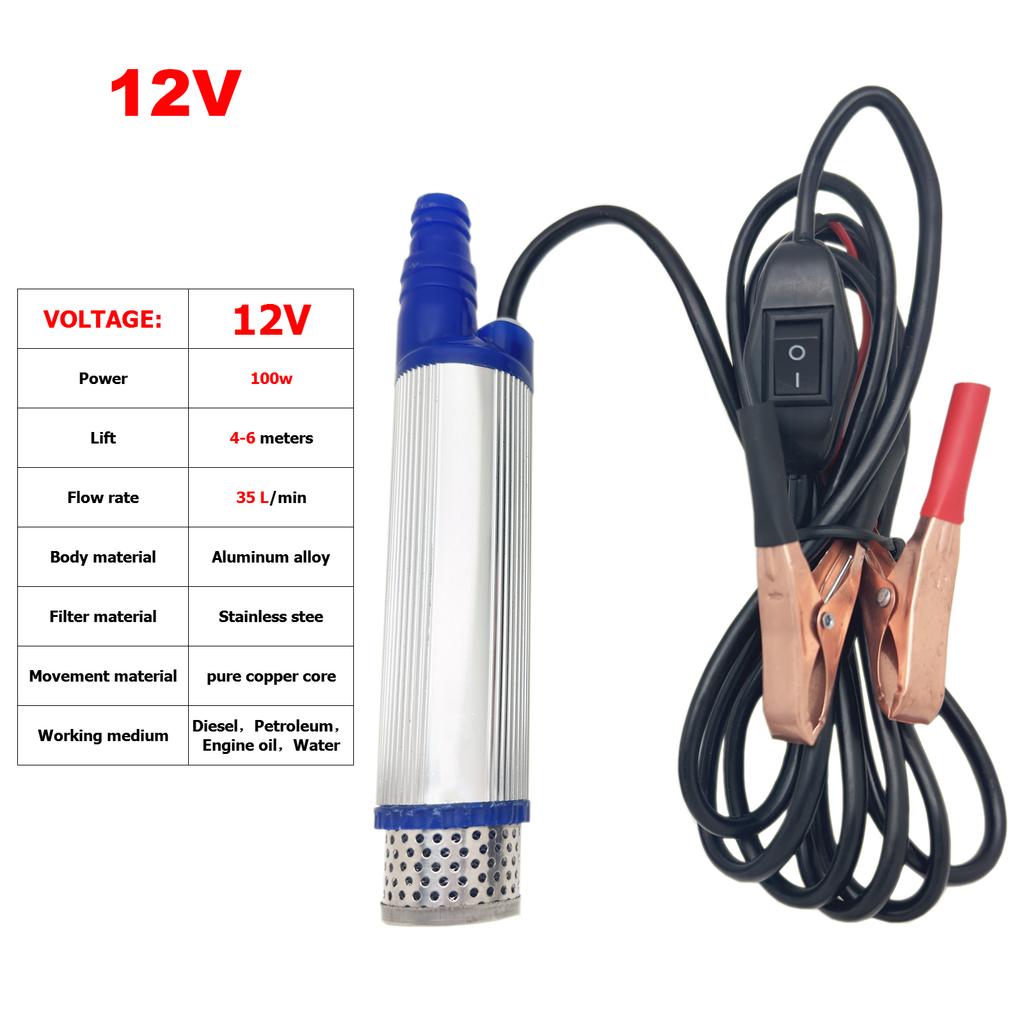 Elektrická palivová pumpa 38mm Přenosná Mini Pro čerpání naftového oleje Vodní přenosová pumpa Kempování Rybaření Ponorné čerpadlo 35L/min 12V 24V