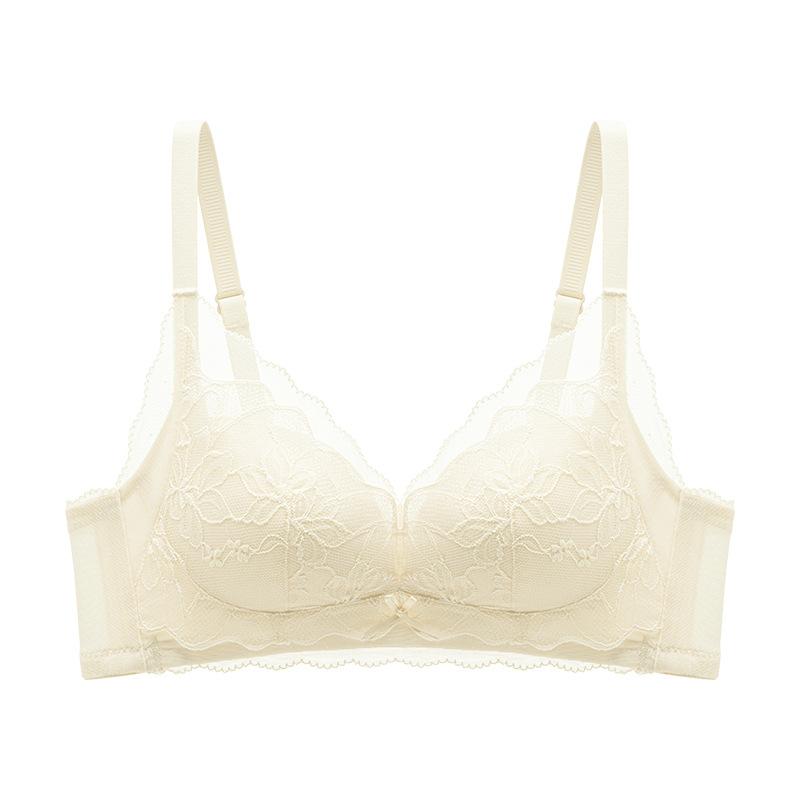 Sweet Small Breasts Gather Lace, Stand Up Cup, Comfortable and Skin-friendly, Double Milk, No Steel Ring, Anti-sagging Bra