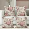 Blumenmuster Kissenbezüge Set aus 4 Stück für Zuhause Polyester Kissenbezug, Sofa Dekokissenbezug Kopfteilkissen