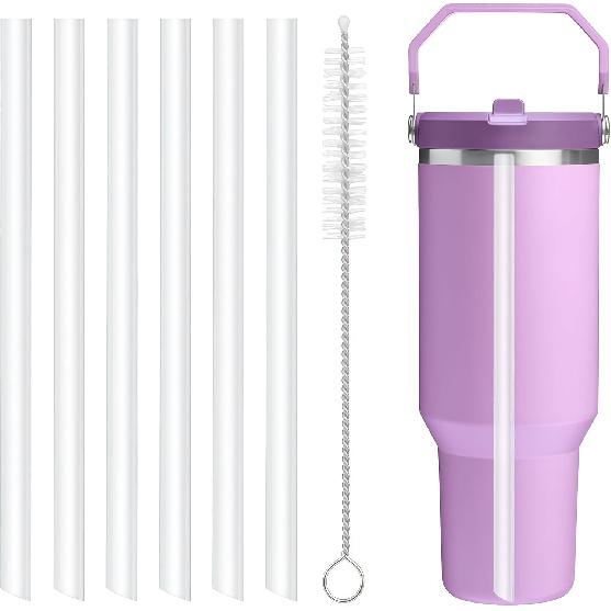 Replacement Straws Compatible with Stanley IceFlow Flip Straw Tumbler 30 Oz,64 oz-Accessories Included 6 Straws,1 Cleaning Brush(Not For Stanley Ice