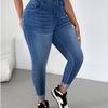Europäische und Amerikanische Plus Size Elastische Knöpfbare Skinny Jeans für Damen