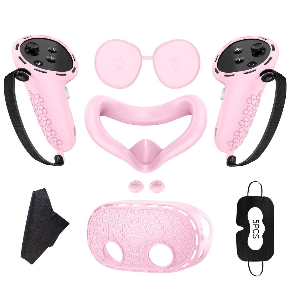 Meta Quest 3S 7-teiliges Silikonset Griffabdeckung Host-Abdeckung Verdunkelungsmaske VR-Zubehör