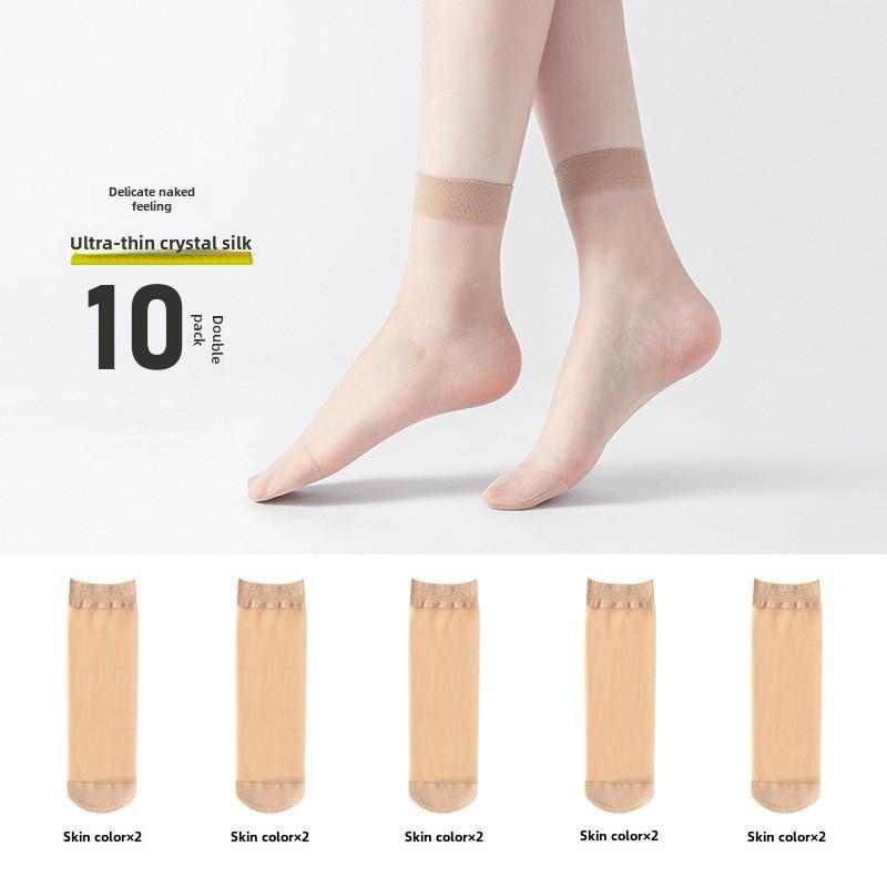 

Женские прозрачные нескользящие короткие носки Bonas - весна/лето, тонкий кристаллический шелк, хлопковая подошва, анти-цепляние, износостойкие. crystal silk breathable style, 10 pairs