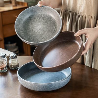 Special Matte Ceramic Plate Round Deep Plate Salad Plate Household Large Plate Vegetable Plate Tableware Plate Dinner Plate
