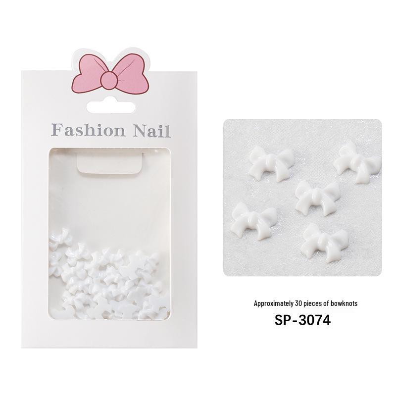 Black & White 3D Resin Ribbon Bow Nail Art Accessories (30pcs)