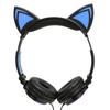 Cat Ear Wired Headphone Noise Reduction Cute Kids Cartoon Headset with LED Light for Tablets Computers Cell Phones