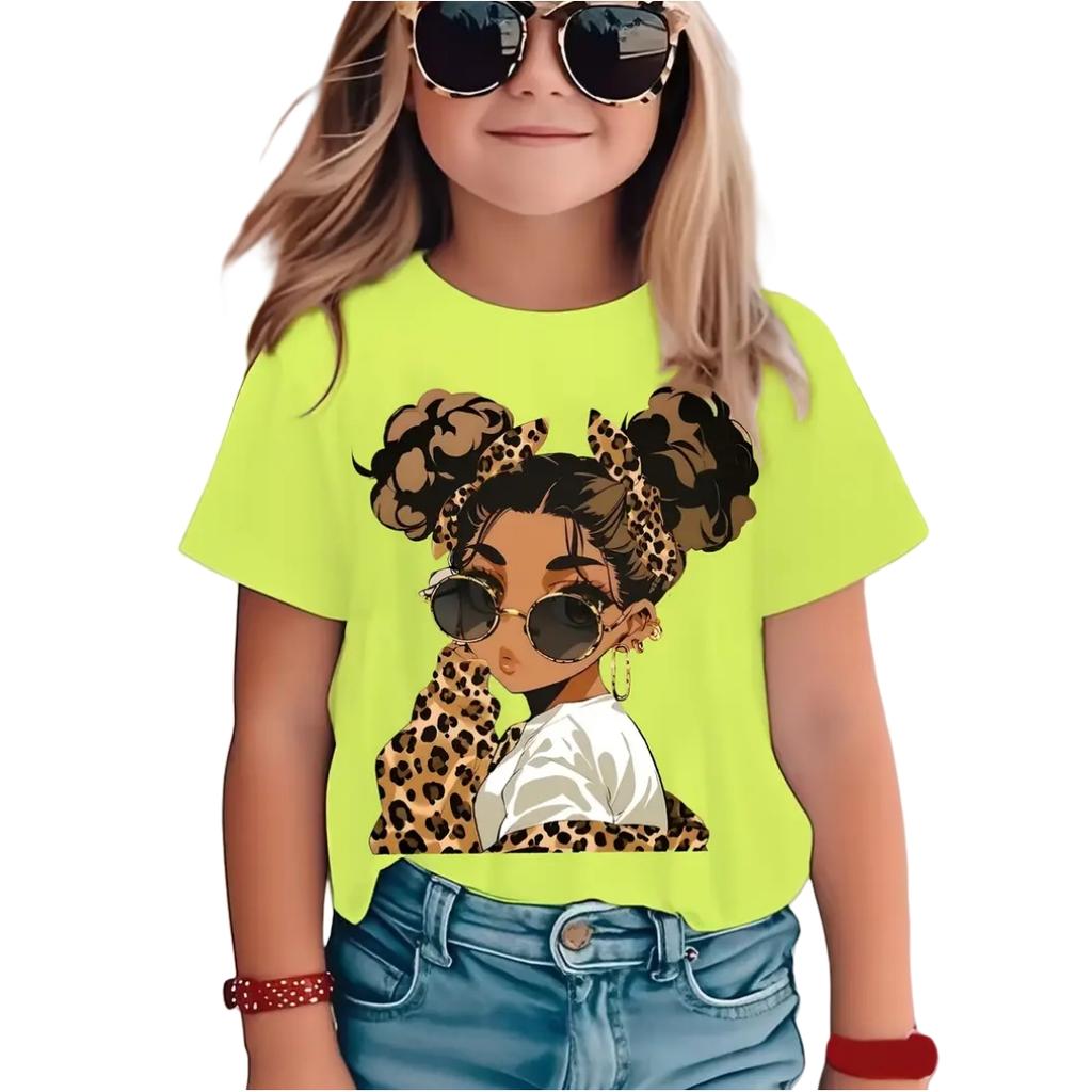Colorful Child T-Shirt Summer Short Sleeve T-Shirts for Girls Tops Fashion Little Girl Clothes Casual O-Neck Boy Child Tee Shirt