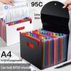 Rainbow 24-Grid Flip Rope PP Multi-layer Document Organizer Bag