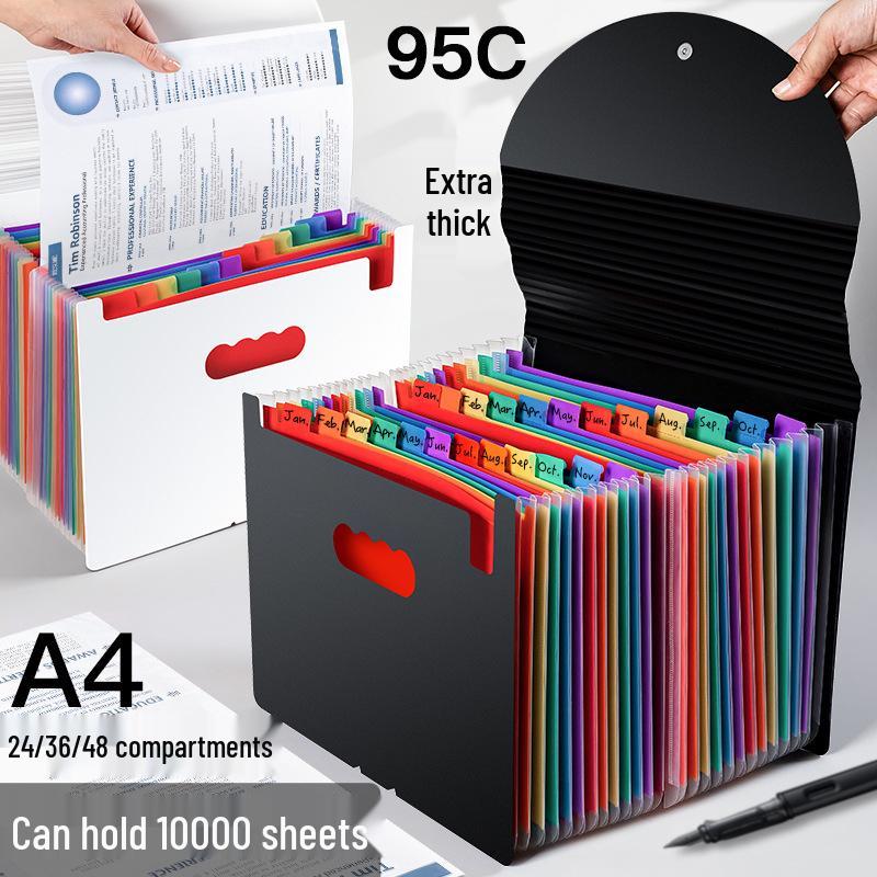 

Rainbow 24-Grid Flip Rope PP Multi-layer Document Organizer Bag 24 Grid белый