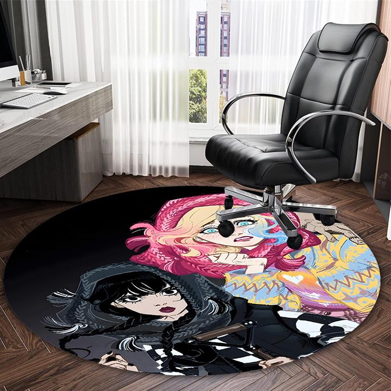 1pc Addams Family Wednesday6 Print Round Carpet Chair Round Carpet Suitable for Bedroom Living Room Home Decorative Carpet