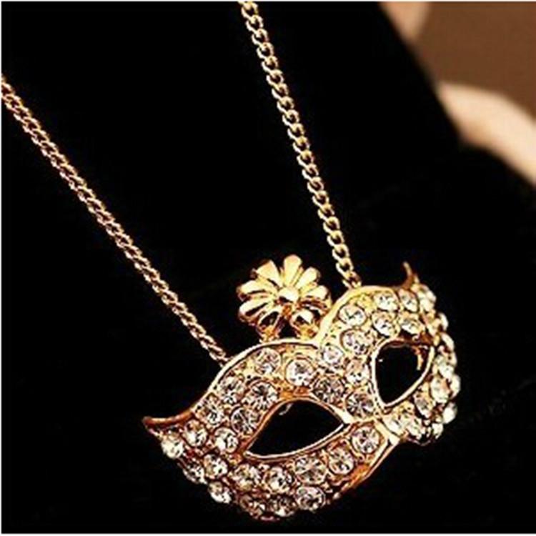 

Charm Pendant Necklace Delicate Female Fox Mask Necklace Simple Temperament Crystal Female Money Chain Wholesale золотий