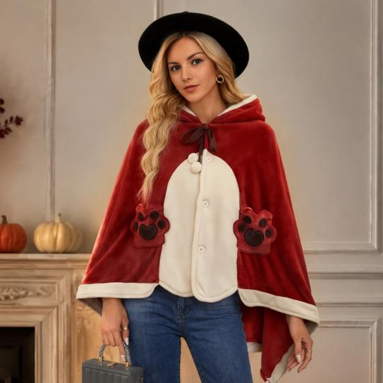 Soft Plush Cape Bat Blanket Hoodie for Adults, Cute Shark Fox Hooded Cape, Warm Wearable Cozy Halloween Cosplay Home Loungewear