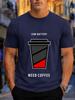 2026 New Arrival Pure Cotton Tshirt Low Battery Need Coffee Funny Coffee Cup Print Crew Neck Unisex Casual Short Sleeve