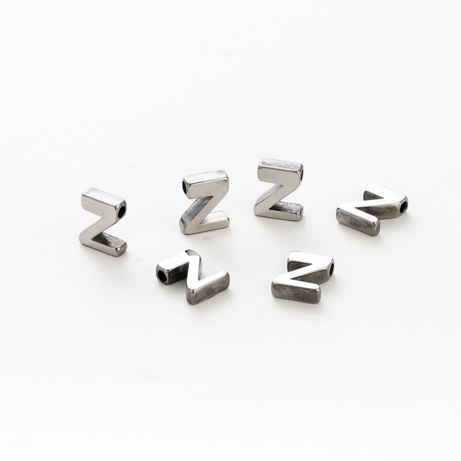 

5 PCs 304 Stainless Steel Mini Charms Capital Alphabet Initial Letter Message A-Z Roller Burnishing Silver Color Beads