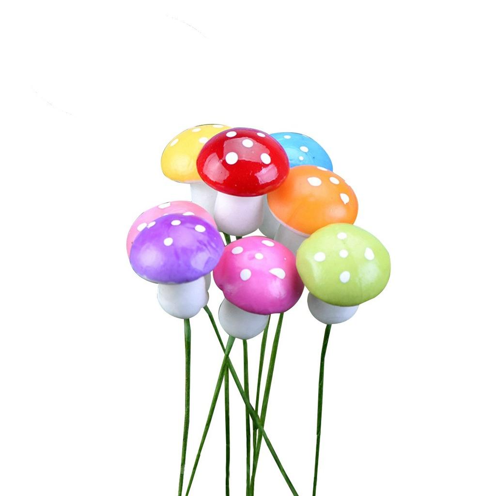 20Pcs Miniature Foam Mushrooms Colorful Small Size Suitable for Fairy Garden Terrarium Home Outdoor Decor Micro Garden