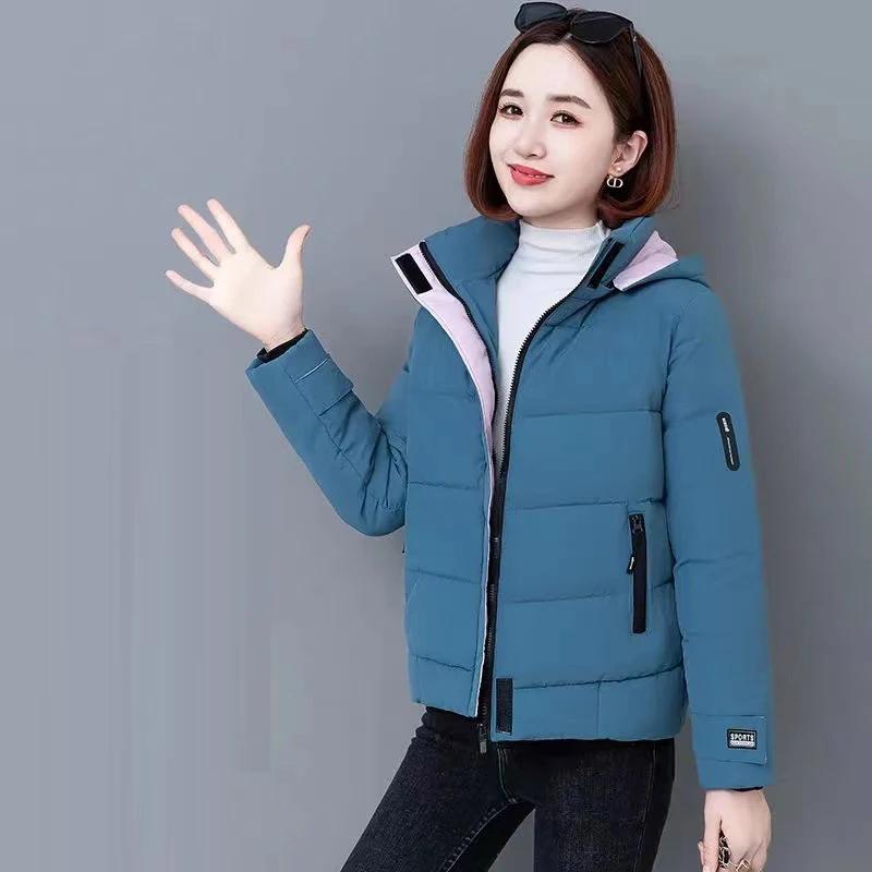 Women Thick Fleece Cotton Parkas Women Puffer Jacket Winter Fashion Warm Hooded Short Down Jacket Lady Casual Solid Zipper Padded Coat