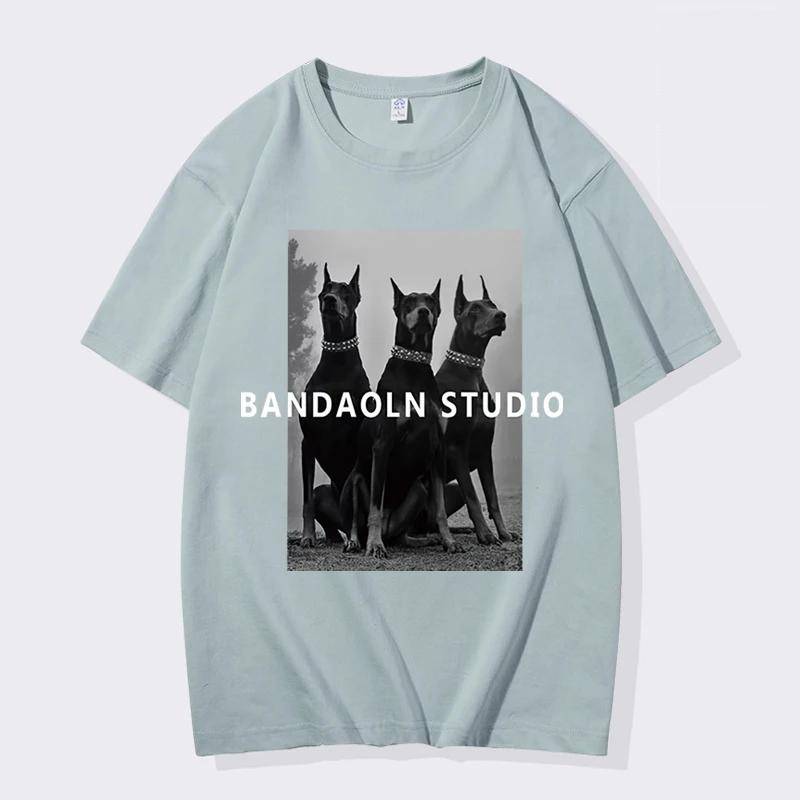 Unisex and WoUnisex Oversized T-shirts Doberman Print, Casual Streetwear Cotton Short-sleeved Harajuku Graphic T Shirts Shirts