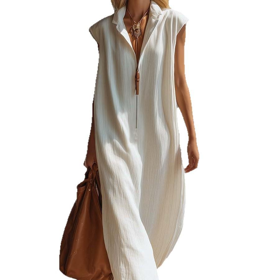 European and American loose and comfortable sleeveless zipper can wear women's dresses in spring and autumn