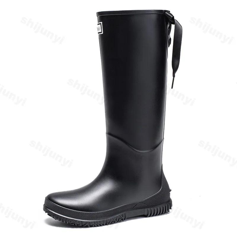 Fashion New Women Rain Boots Non-Slip Waterproof Shoe Outdoor Wear-Resistant Rubber Shoes Kitchen Waterproof Camping Fashion Long Boots