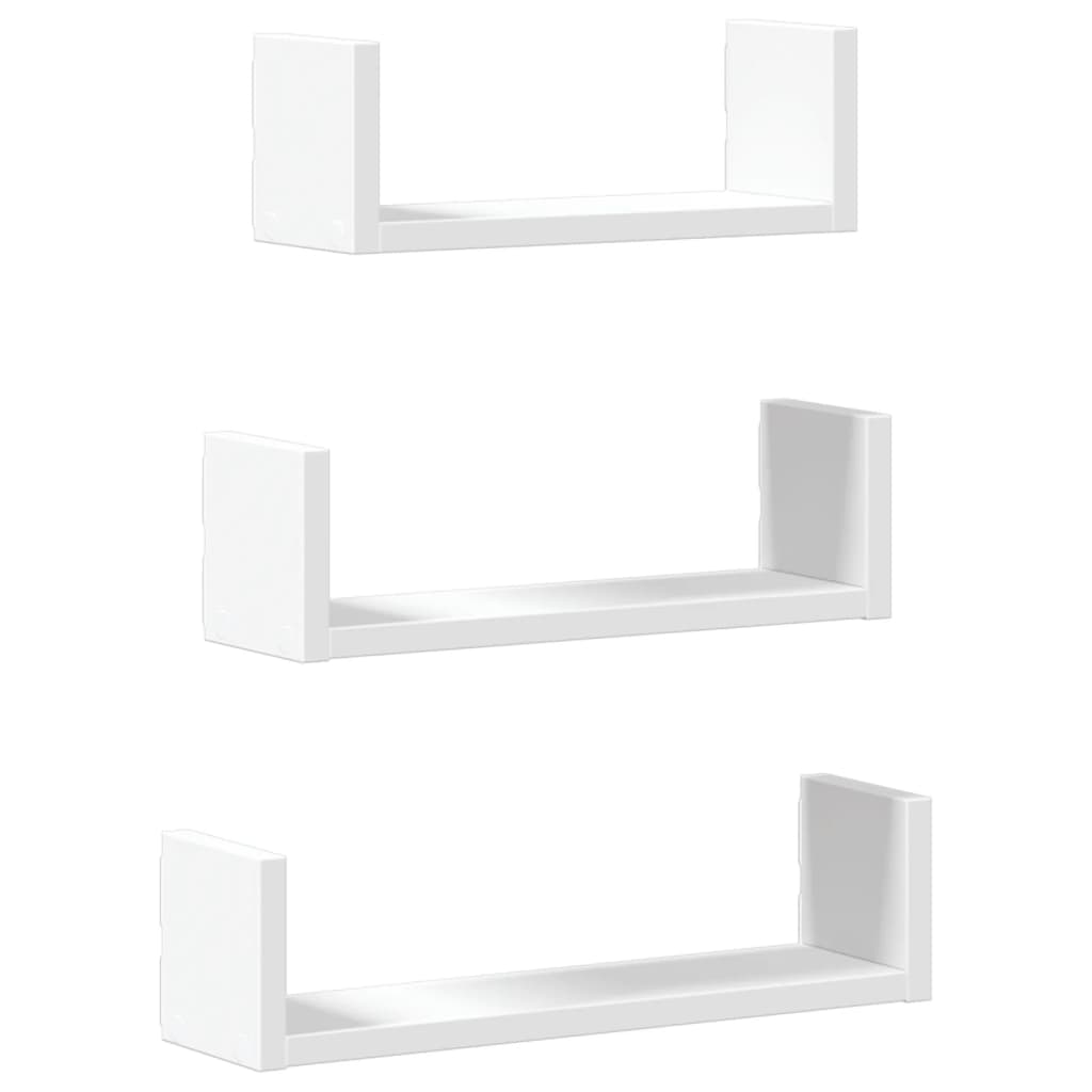 Wall Shelf Set 3 Pieces White Particleboard