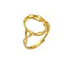 Gold Plated S925 Sterling Silver Adjustable Filigree Open Ring with Scrollwork Design