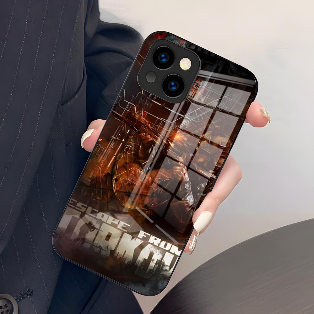 Чехол для телефона E-Escape From Game T-Tarkov Для IPhone 17 Air 16 E Pro Max 15 14 13 Mini 12 Pro 11 Max Plus Черное Стеклянное Покрытие iPhone 15 Plus