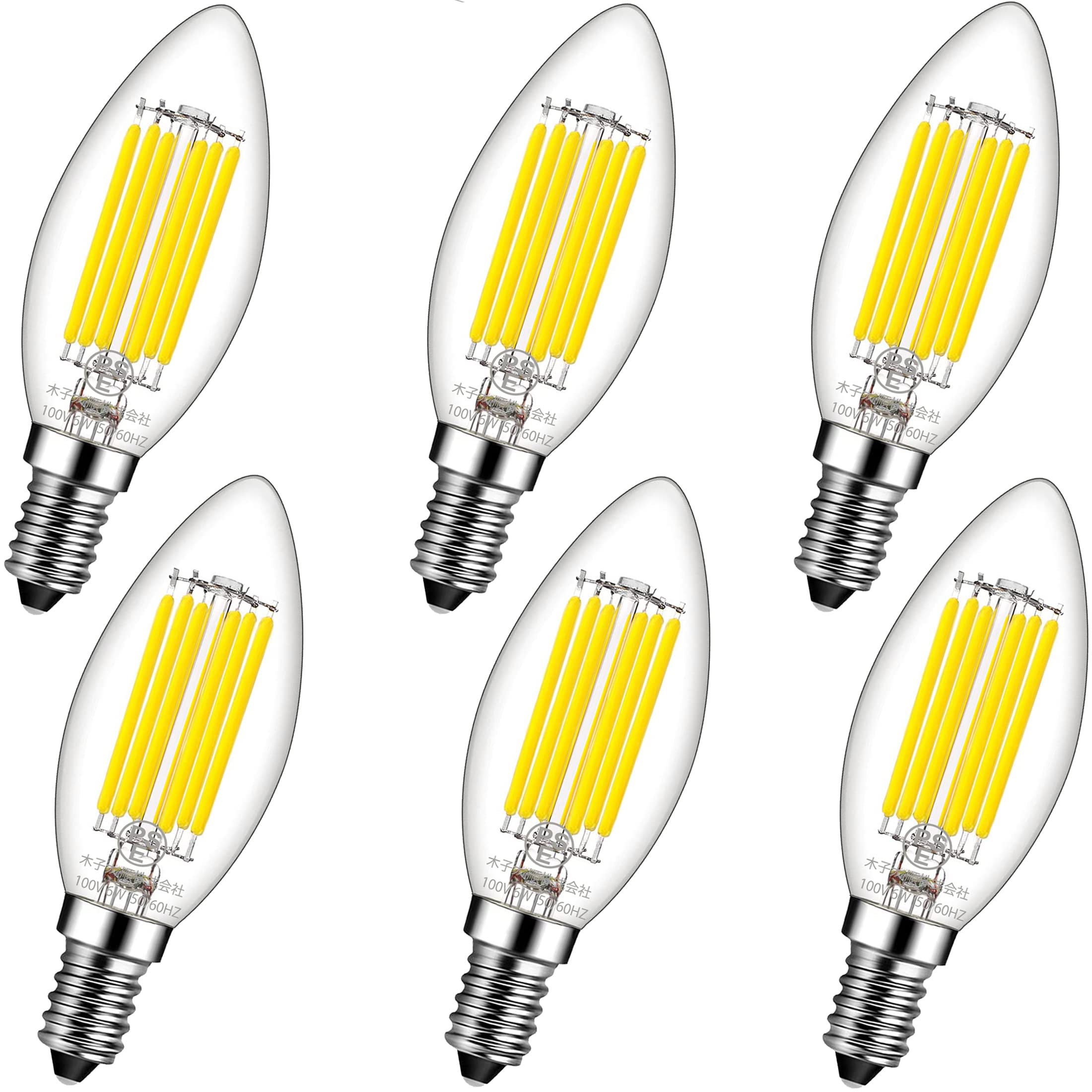 

Acidea C35 Chandelier Bulbs, Pack of 6, 60W Equivalent, E12 Base, LED Engine Bulbs, Candle Shape, 6W Filament LED Bulbs, Daylight White, 4000k,