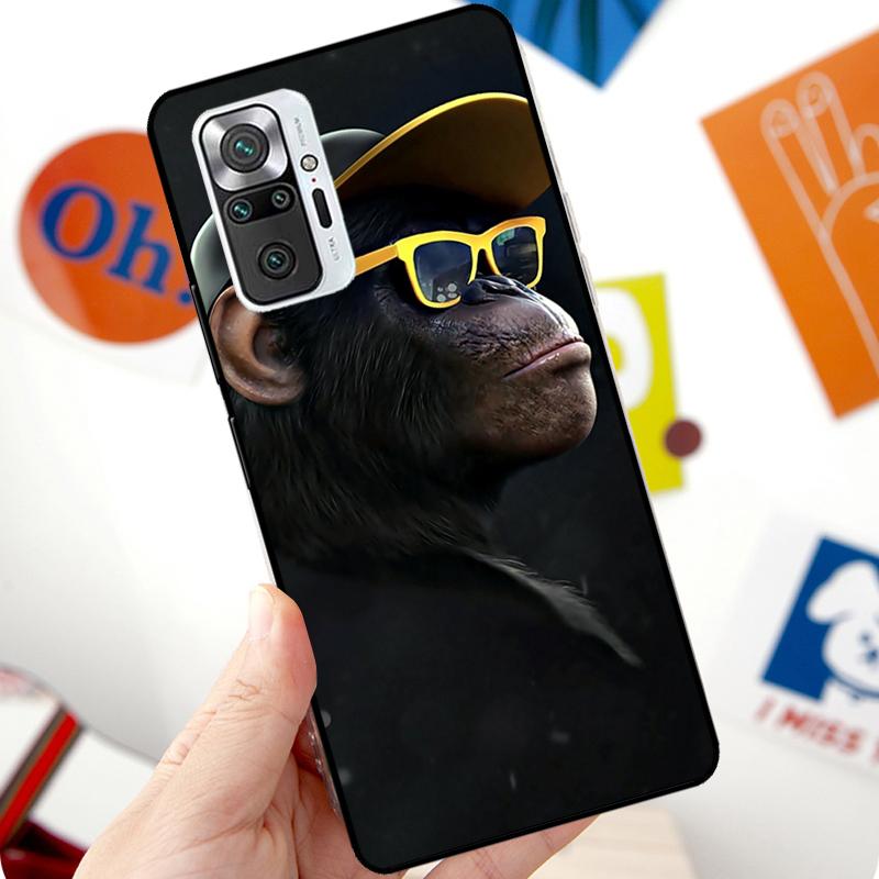 

Funny Thinking Monkey With Headphone Case For Xiaomi Redmi Note 12 Pro 11 8 9 10 Pro 9S 10S 11S 12S Redmi 12C 10C 9C 10A Cover Redmi 9